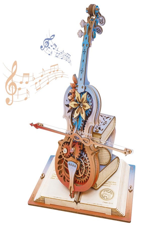 ROKR 3D Puzzles for Adults, Wooden Music Boxes-Cello, Model Kits for Adults, DIY Building Sets, Birthday Gifts Hobbies for Women Men - Image 1